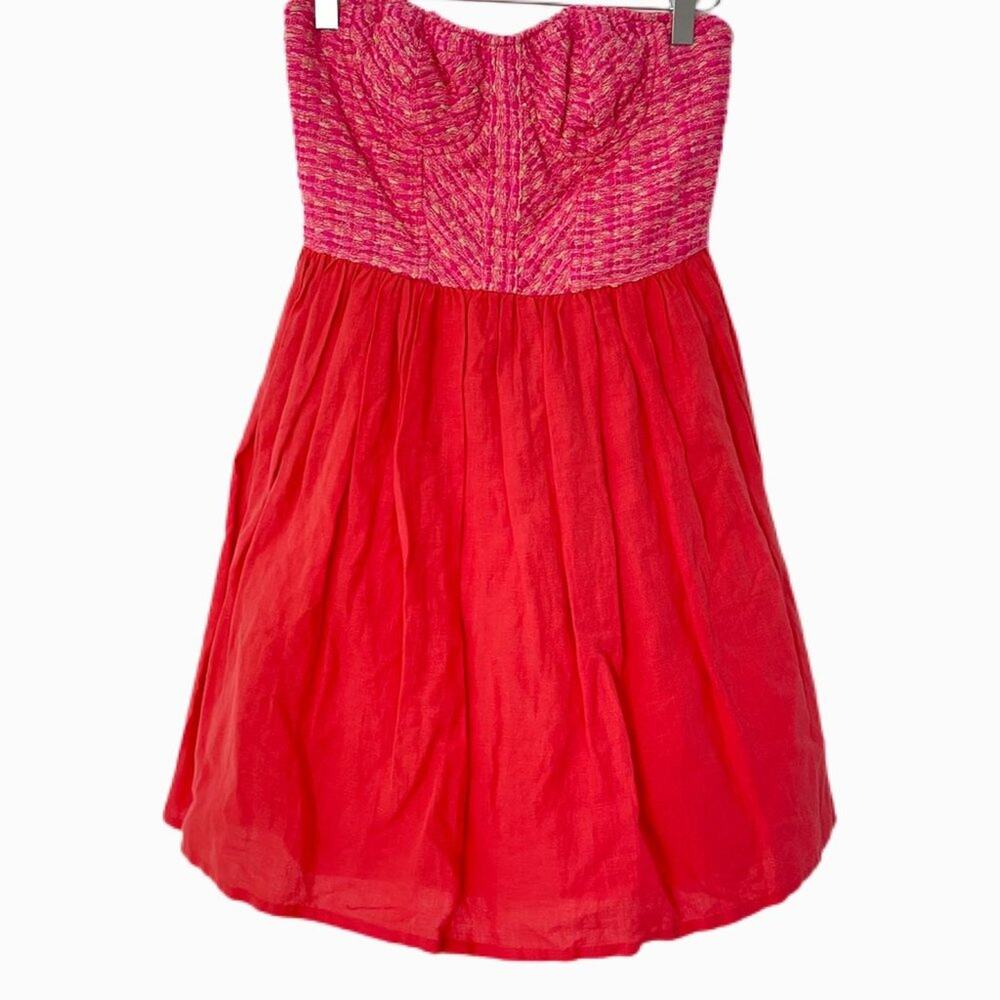 Dallin Chase Linen and Silk Strapless Dress Sz XS